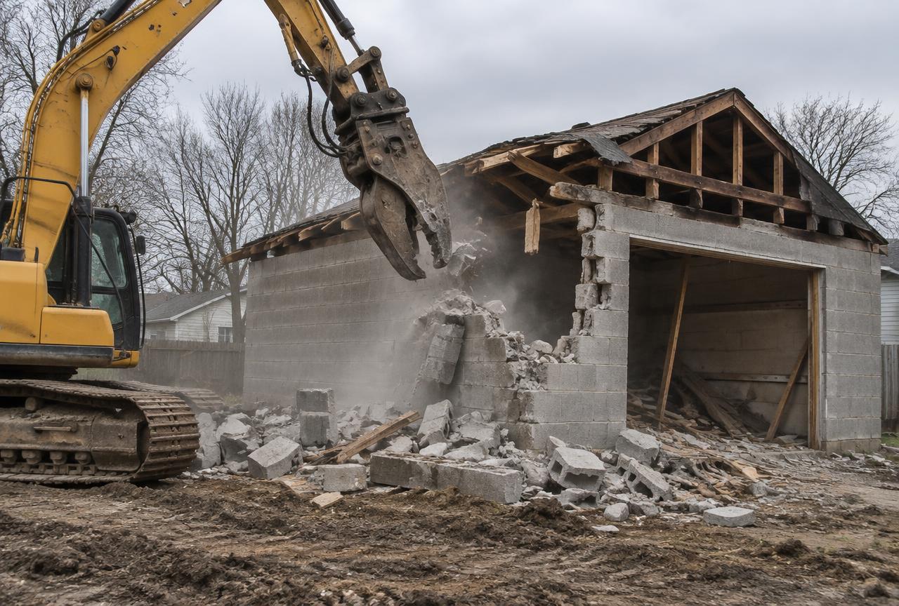 Old garage demolition — Demolition in Portage County, OH