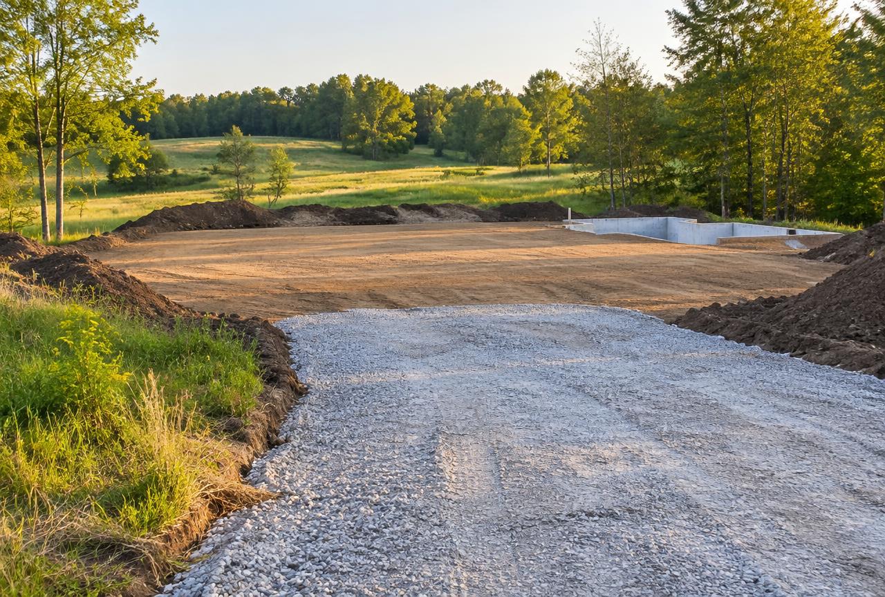 Finished pad & driveway apron — Grading & Leveling in Portage County, OH